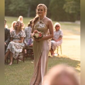 Birdy Grey - Monica Shiny Satin Dress - Neutral Champagne